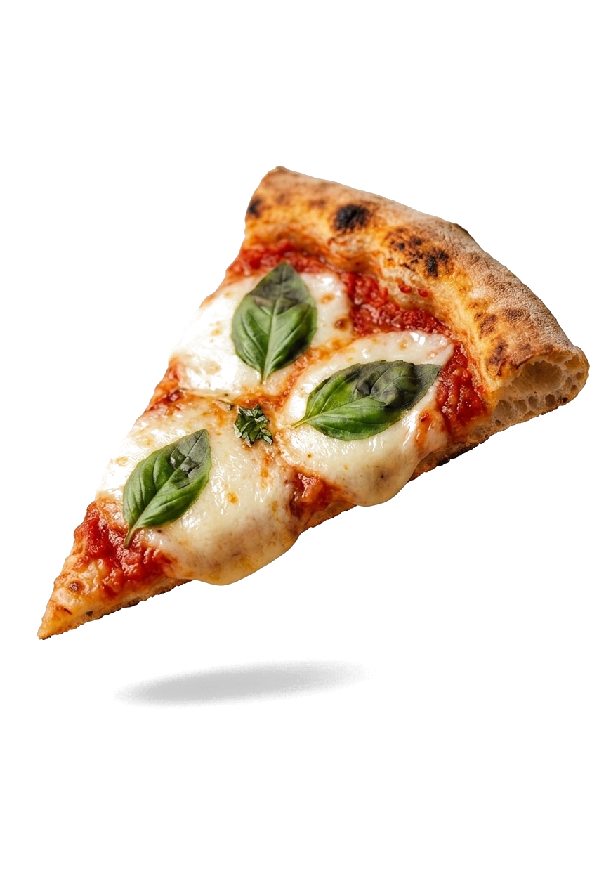 Fatia de pizza margherita acabada de sair do forno